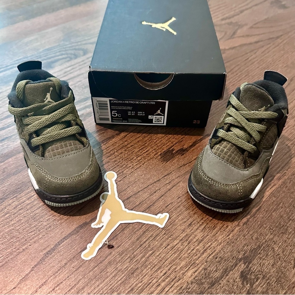 Authentic Air Jordan 4 Retro SE Craft TD 'Olive' Size 5